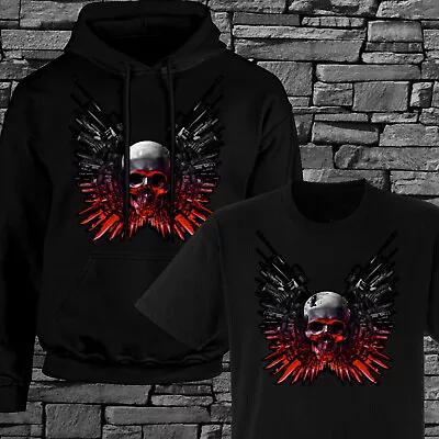 Buy Skull Expendable T-Shirt Hoodie Horror Skeleton Raven Crow Gothic Novelty Gift • 9.99£