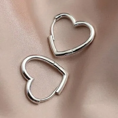 Buy Womens Girls 925 Sterling Silver Love Heart Hoop Earrings Jewellery Gift UK • 3.49£