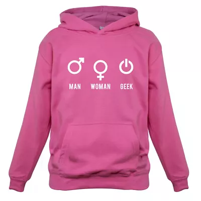 Buy Man Woman Geek - Kids Childrens Hoodie Gender Symbols Men Women Nerd Tech • 16.95£