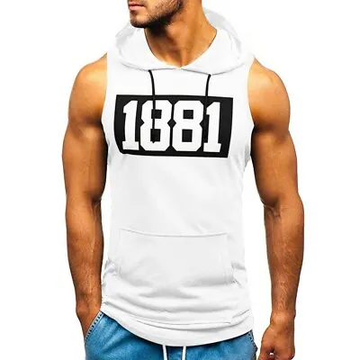 Buy Men's Gym Pullover Vest Sleeveless Casual Hoodie Hooded Tank Tops Muscle T-Shirt • 14.93£