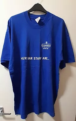 Buy Guinness Staff T-shirt, Fruit Of The Loom Screen Stars, Blue With Logos, Size XL • 8£