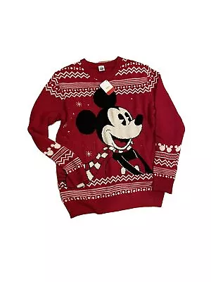 Buy Next Christmas Jumper Size Large Mens Disney Mickey Mouse Red Long Sleeve New • 14.99£