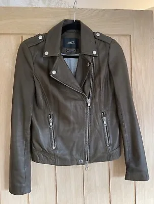 Buy Set Urban Deluxe Khaki/Brown Leather Biker Jacket UK Woman’s Size XS • 80£