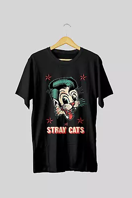 Buy Stray Cats 80s T-Shirt Vintage Retro Black Tee 1980s Indie Rock And Roll • 22£
