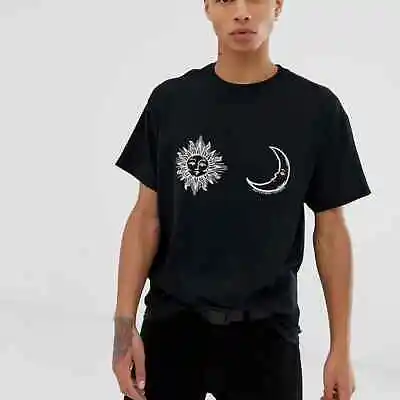 Buy RRP£20 Reclaimed Vintage Oversized T-shirt Sun And Moon Print Black Size Medium • 7£