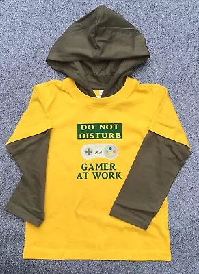 Buy Yellow Hoodie Size 5-6 Years ‘Do Not Disturb Gamer At Work’ • 6.95£