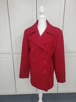 Buy St Johns Bay Womens 100% Wool Double Breasted Pea Coat Jacket Red Size Med • 9.65£