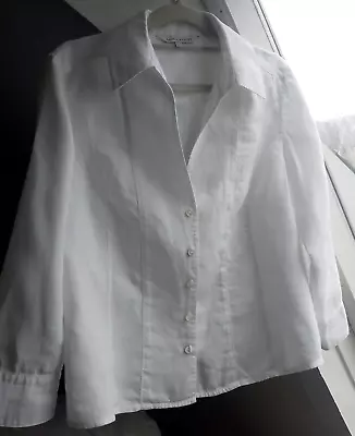 Buy Laura Ashley 14 100% Linen Blouse/jacket Off White 3/4 Sleeve Shaped Panels, Hem • 9.50£