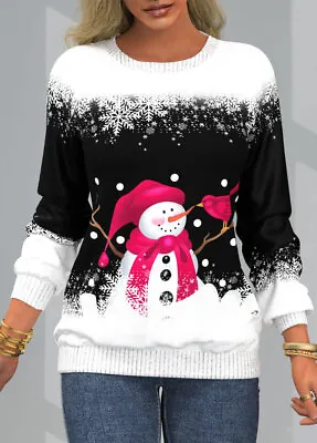 Buy Christmas Women Jumper Loose Blouse Ladies Sweatshirts Xmas Long Sleeve Tops UK • 13.99£