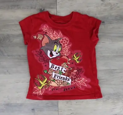 Buy Hanna Barbera Girls Graphic Top & Jerry Cap Sleeve Top Shirt Youth Sz XS 4-5 Red • 7.89£