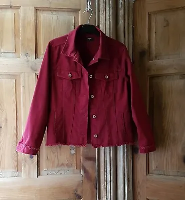 Buy Womens Red Denim Fringe Jacket Size 12/14 Chest Up To 39 Inches Used, VGC • 24.99£