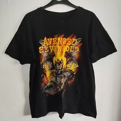 Buy Avenged Sevenfold T Shirt Men L Black Logo Fire Skull Wing Album Rock Music Band • 21.90£