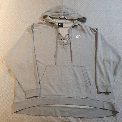 Buy Nike V Neck Lace Hoodie Sweatshirt Grey Women’s Size XL Great Condition • 16.99£