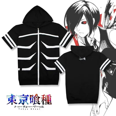 Buy Tokyo Ghoul Cosplay Costume Unisex Short Sleeve Hoodie Kaneki Ken Sweatshirt Top • 19.19£