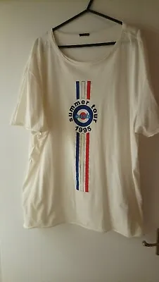 Buy Oasis T Shirt Stripes 95 Band Logo New Official Mens White • 16£