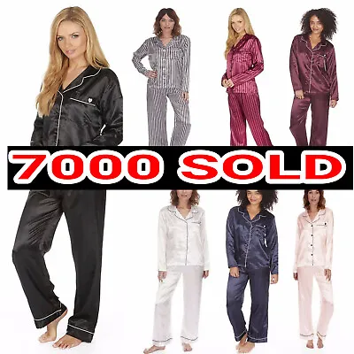 Buy Womens Ladies Satin Pyjama Set Silky Summer Lounge Wear Pajamas Long Sleeve Pjs  • 9.95£