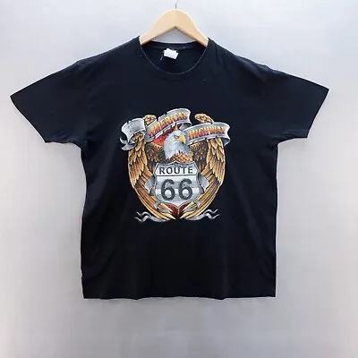Buy Route 66 T Shirt Large Black Bald Eagle USA Americas Highway Short Sleeve Mens • 7.99£