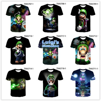 Buy Luigis Mansion Digital 3D Printed T Shirt Short Sleeve Tee Summer Tops For Kids • 12.81£