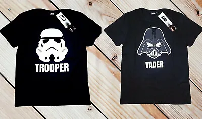 Buy T Shirt Star Wars Stormtrooper Vader Licensed Top Short Sleeves Grey/Black Mens • 9.99£