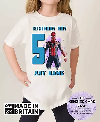 Buy Spiderman Kids Personalised Birthday T-shirt Any Name Any Number V2 • 9.70£