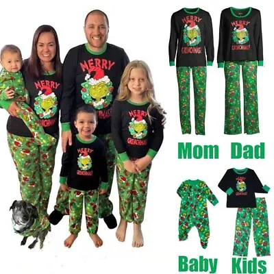 Buy UK Family Matching Christmas Pyjamas Grinch Adult Kids Nightwear Pajamas Pjs Set • 14.99£