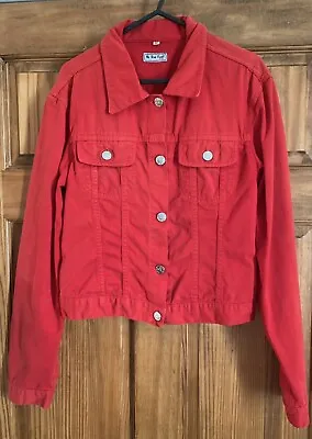 Buy No Stop Flights Jeans Red Denim Jacket -Size M (More Like S) • 9.99£