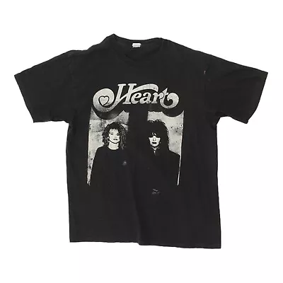 Buy Heart Mens Black Tshirt | Vintage 90s Hard Rock Music Retro Band Tee VTG • 35£