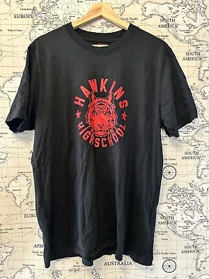 Buy Nike X Stranger Things Tee T Shirt Hawkins Black Red CK2342 Size Large • 14.99£