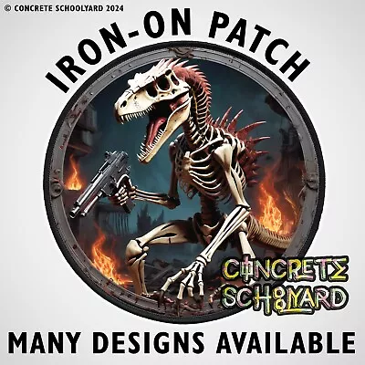 Buy Heavy Metal Armed Raptor Patch Iron On Jacket Backpatch Skeleton Skull 666 ROCK • 8.95£