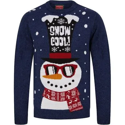 Buy Christmas Mens Snowman Shades LED Light Up Jumper Fashion Long Sleeve Tops Blue • 17.90£