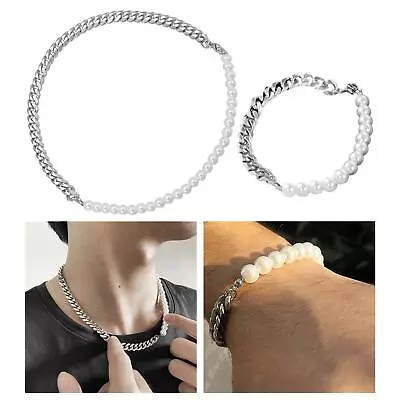 Buy Necklace/Pearl Bracelet For Men Adjustable Size Jewelry Gift Street-Wear • 7.09£