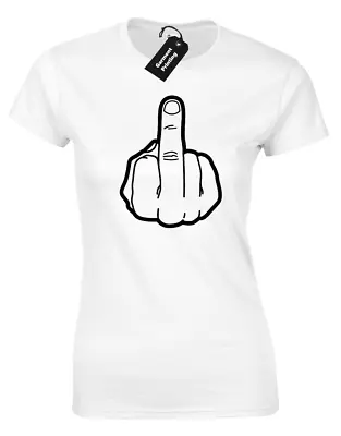 Buy Middle Finger Silhouette Ladies T-shirt Funny Rude Design Swearing Joke Womens • 7.99£