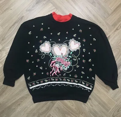 Buy Vintage 80s Land N Sea Womens Christmas To Valentines Day Sweatshirt L • 5£