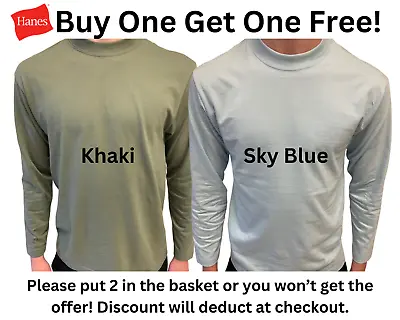 Buy Hanes USA Mens Long Sleeve 'Heavy T' Shirts 100% Cotton~Quality Up 2 XXL  BOGOF! • 12£