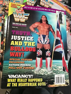 Buy WWF WWE Magazine MARCH 1995 British Bulldog + Poster + Merch Cat • 19.99£