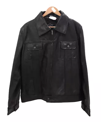Buy SMART RANGE Men's Vintage Black Classic Smart Collar Soft Leather Jacket UK XL  • 5.99£