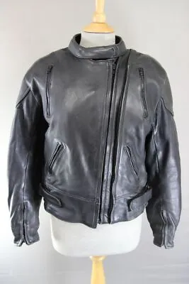 Buy Ashman Black Cowhide Leather Biker Jacket + Protectors & Thermal Lining: Size 14 • 59£