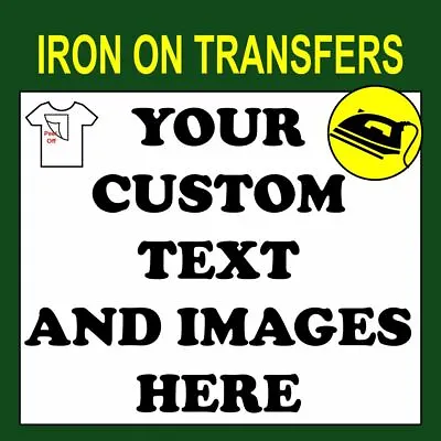 Buy Custom Iron On T Shirt Transfer Personalised Text Quality Print Your Name Image • 2.55£