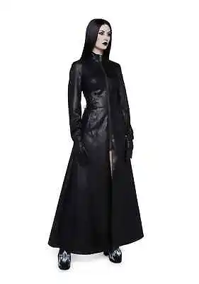 Buy Dolls Kill Goth Widow Eerie Enchantment Faux Leather Trench Matrix Coat Jacket S • 85.50£