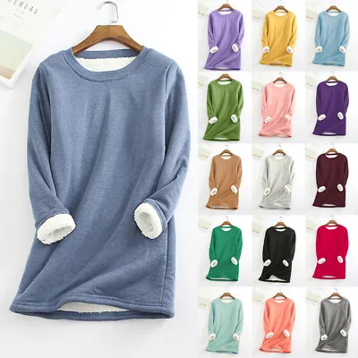 Buy Womens Fleece Pullover Sweatshirt Long Sleeve Casual Hoodie Jumper Top Plus Size • 15.23£