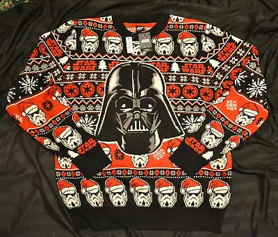 Buy Christmas Jumper Star Wars Darth Vader Stormtroopers George XL Long Sleeved • 45£