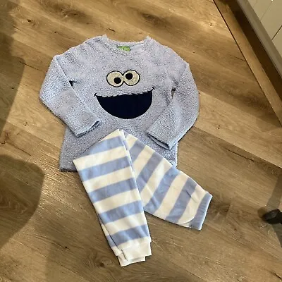 Buy Primark Sesame Street Cookie Monster Fleece Pjs Pyjamas Size 2XS • 10£