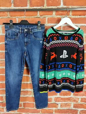 Buy Boys Bundle Age 8-9 Years Zara Playstation Christmas Jumper Jeans Festive 134cm • 12.49£