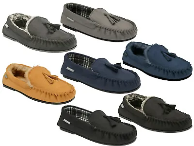 Buy Mens Moccasins Slippers Loafers Dunlop Faux Wool Fur Lined Warm Winter Shoes • 14.99£