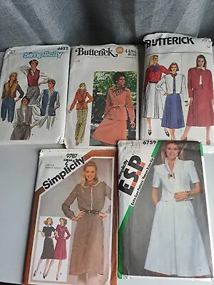 Buy 1980s Lot Of 5 Vintage Sewing Patterns Butterick & Simplicity Uncut Complete • 4.38£