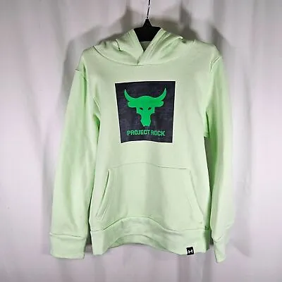 Buy Under Armour Boys Project Rock Hoodie Lime Green Medium NWT • 19.78£