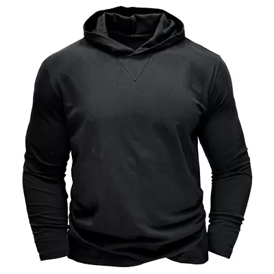 Buy Mens Outdoor Hoodie Sports Shirts Long Sleeve T-Shirt Tops Casual Sweatshirts UK • 12.74£