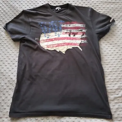 Buy WRANGLER Regular Fit T-Shirt Men MEDIUM Short Sleeve Crew Neck USA Flag Print • 10£