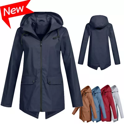 Buy NEW Womens Waterproof Raincoat Ladies Outdoor Wind Rain Forest Jacket Coat UK • 13.19£