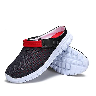 Buy Mens Womens Slip On Slippers Hollow Beach Sandals Clogs Casual Garden Flat Shoes • 13.99£